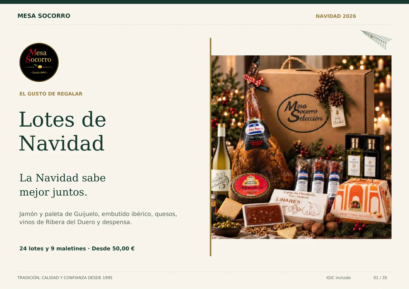Portada del catálogo Lotes de Navidad 2026 de Mesa Socorro