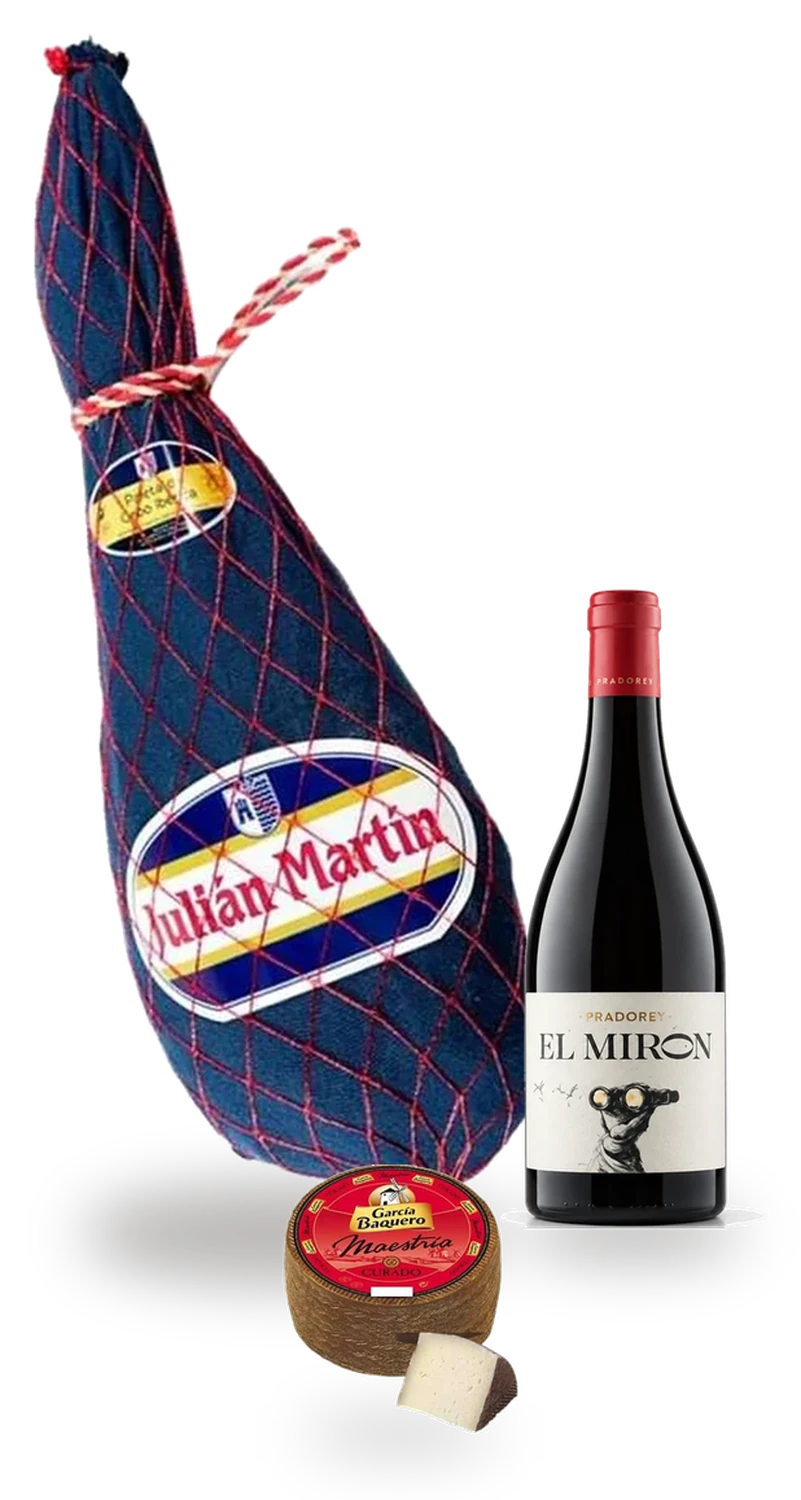 Lote 20, contenido: Paleta entera, queso manchego y vinos de Ribera