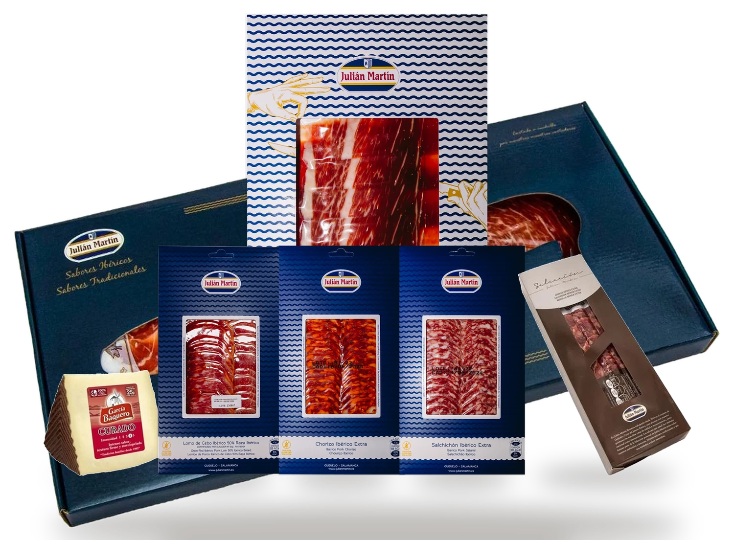 Maletín 3, contenido: Jamón cortado a mano, embutido loncheado, morcilla y queso manchego